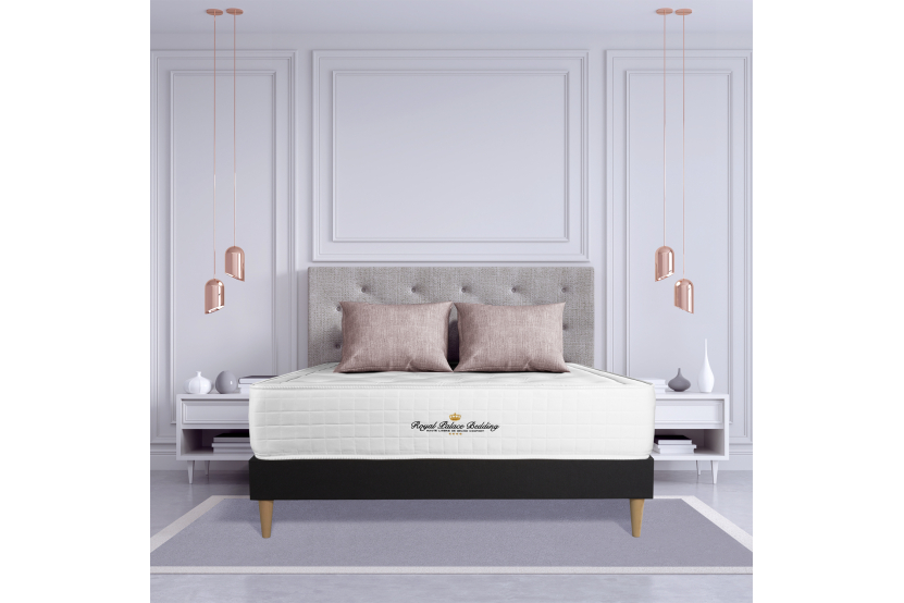 Ensemble Matelas Sommier 140x200 cm - Sommier Noir (déjà monté) - Buckingham