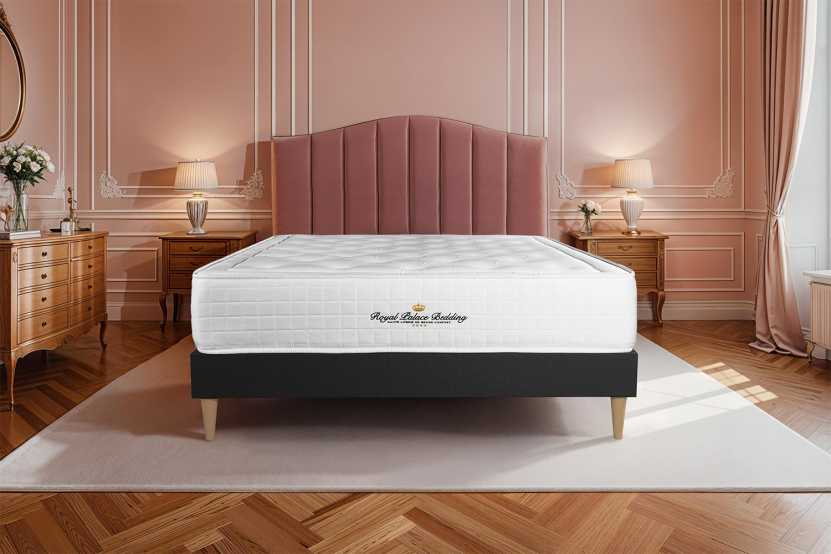 Ensemble Matelas Sommier 130x220 cm - Sommier Noir (en kit) - Buckingham