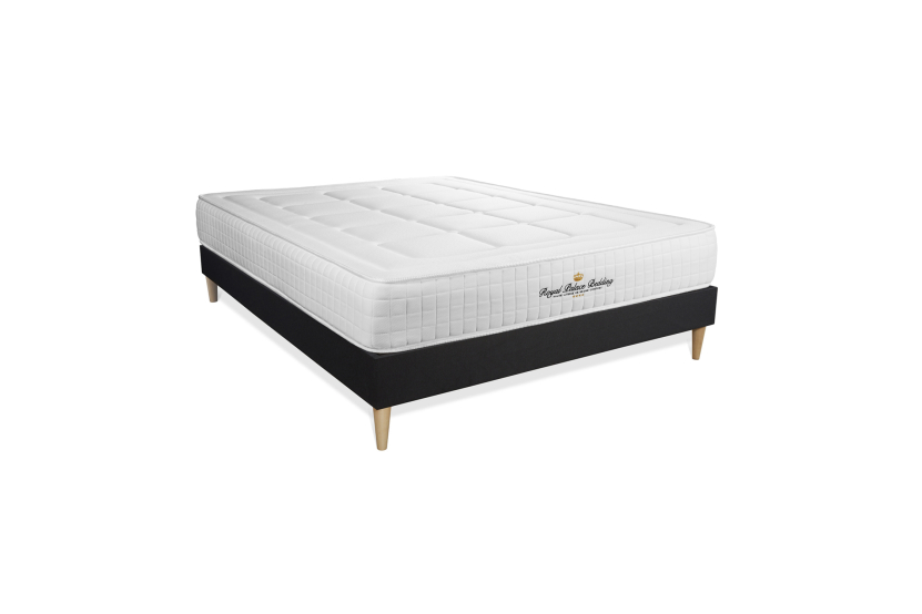 Ensemble Matelas Sommier 150x195 cm - Sommier Noir (en kit) - Balmoral