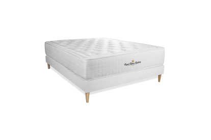 Ensemble Matelas Sommier 135x190 cm - Sommier Blanc (en kit) - Buckingham