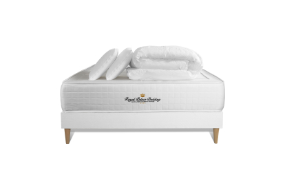 Pack lit complet 140x190 cm - Matelas + Sommier Blanc + 2 oreillers + Couette - Windsor