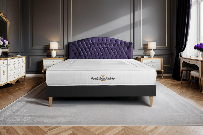 Ensemble Matelas Sommier 160x200 cm - Sommier Noir (déjà monté) - Nottingham