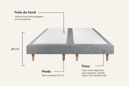 Ensemble Matelas Sommier 160x200 cm - 2 Sommiers Gris (déjà monté) - Windsor