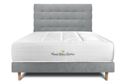 Lit 140x200 avec Sommier et Matelas - Sommier Gris + Tête de lit Capitonnée - Windsor
