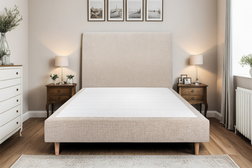 Sommier Tapissier 150x190 cm (déjà monté) - Toile Nattée - Beige Brun