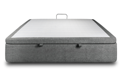 Sommier Coffre 140x200 cm - Toile nattée  - Gris anthracite