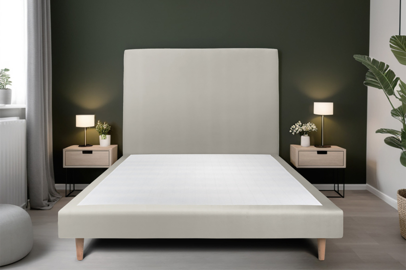Sommier Tapissier 150x200 cm (déjà monté) - Velours - Taupe
