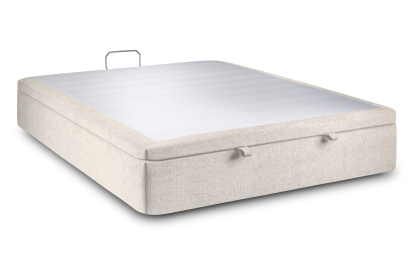 Sommier Coffre 160x200 cm - Toile nattée  - Beige clair
