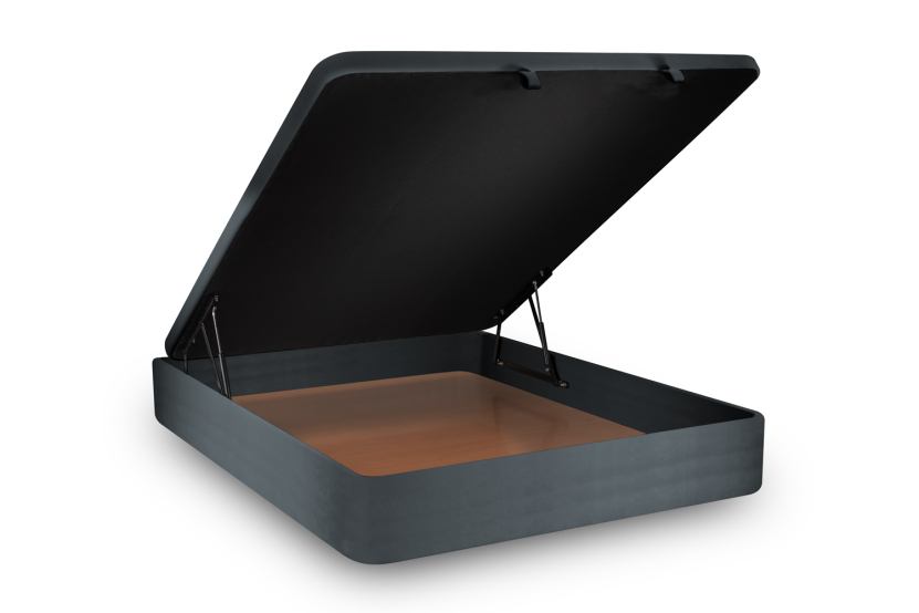 Sommier Coffre 140x190 cm - Velours - Gris Anthracite