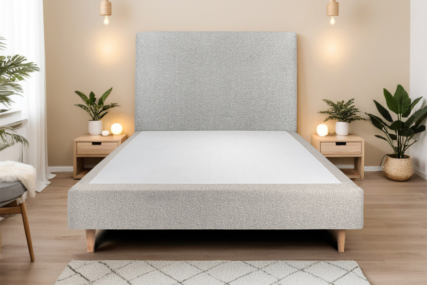 Sommier Tapissier 160x200 cm (déjà monté) - Bouclette - Gris
