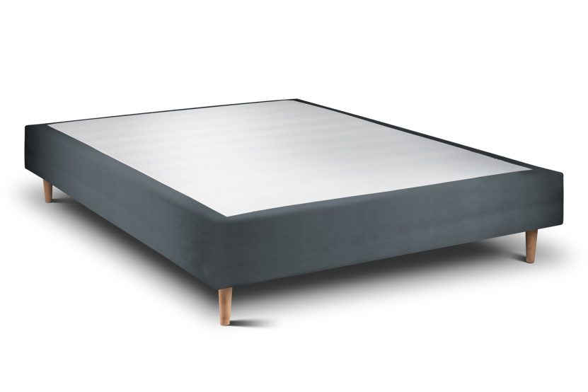 Sommier Tapissier 140x200 cm (déjà monté) - Velours - Gris Anthracite