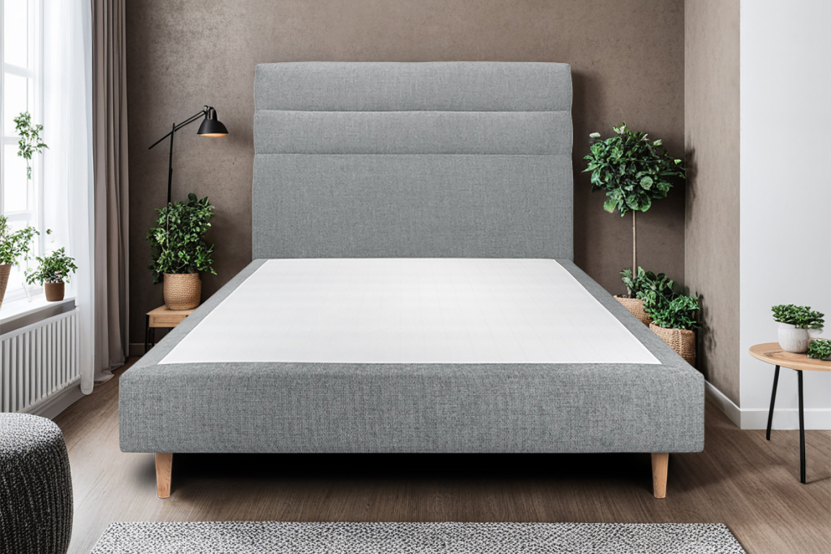Tête de lit 135 cm Lignes - Tissu Toile Natté Gris Anthracite