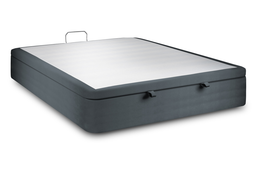 Sommier Coffre 140x190 cm - Velours - Gris Anthracite
