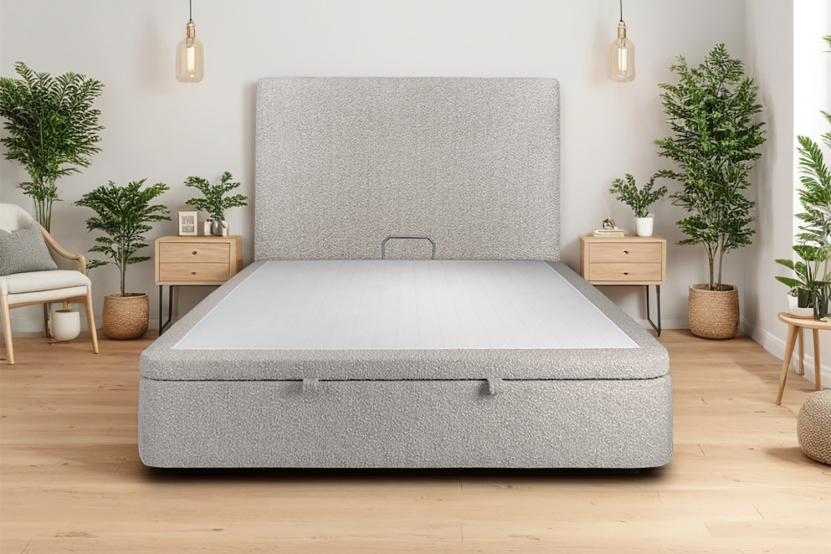 Sommier Coffre 160x200 cm - Bouclette - Gris