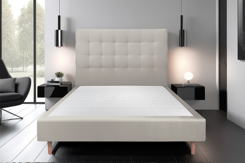 Tête de lit 135 cm Capitonnée - Tissu Velours Taupe