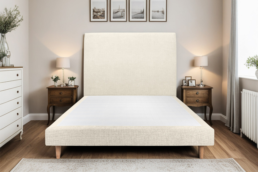 Sommier Tapissier 160x200 cm (déjà monté) - Toile Nattée - Beige Clair