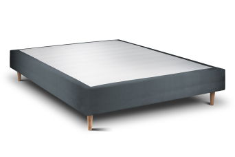 Sommier Tapissier 135x190 cm (déjà monté) - Velours - Gris Anthracite