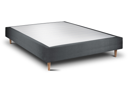 Sommier Tapissier 135x190 cm - H35 cm - Velours - Gris anthracite