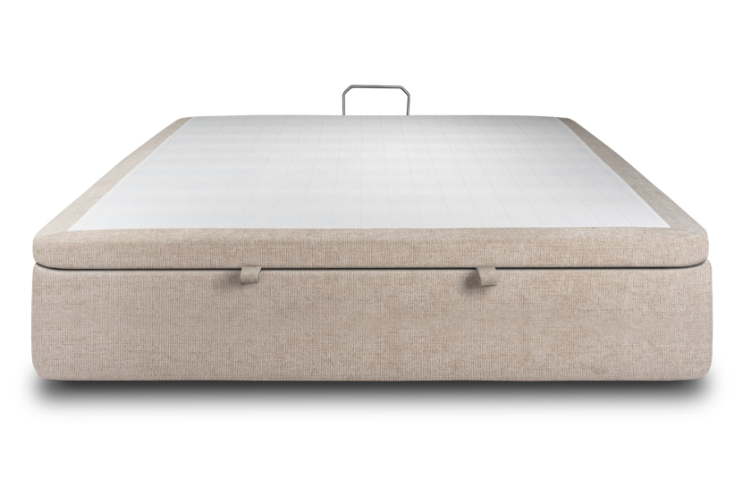 Sommier Coffre 160x200 cm - Toile Nattée - Beige Brun