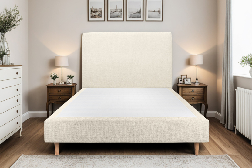 Sommier Tapissier 150x190 cm (déjà monté) - Toile Nattée - Beige Clair