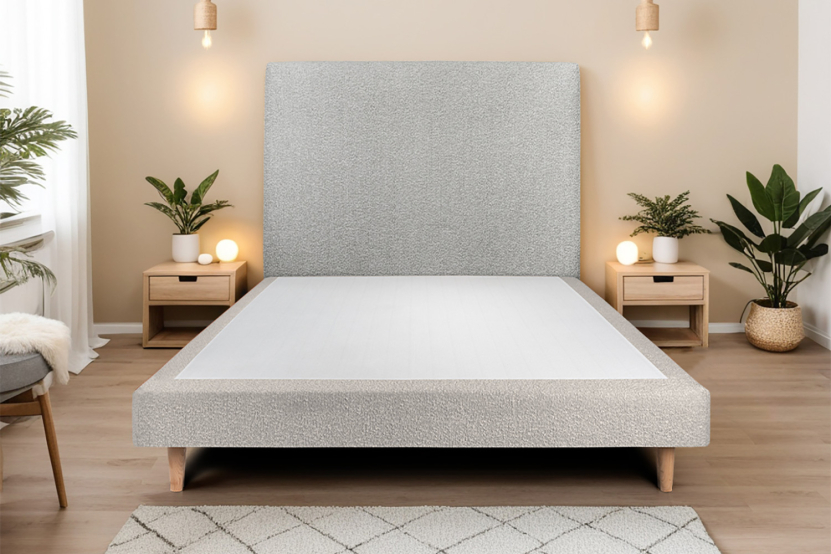 Sommier Tapissier 160x200 cm (déjà monté) - Bouclette - Gris
