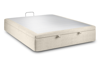 Sommier Coffre 140x190 cm - Toile Nattée - Beige Clair