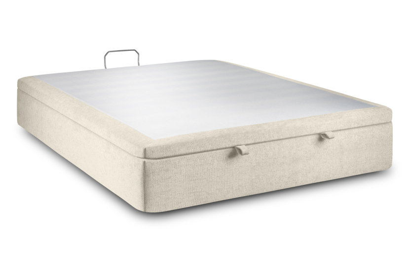 Sommier Coffre 180x200 cm - Toile Nattée - Beige Clair