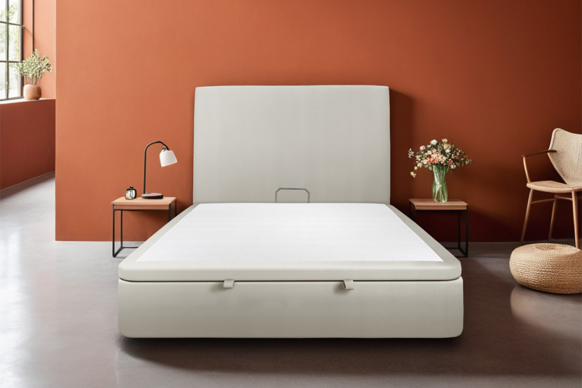 Sommier Coffre 140x190 cm - Velours - Taupe