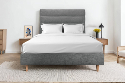 Tête de lit 160 cm Lignes - Tissu Toile Natté Gris Anthracite