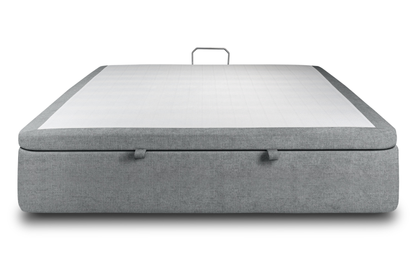 Sommier Coffre 160x200 cm - Toile Nattée - Gris Anthracite