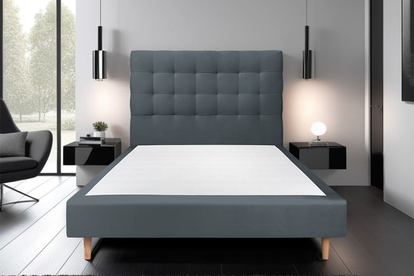 Tête de lit 140 cm Capitonnée - Tissu Velours Gris Anthracite