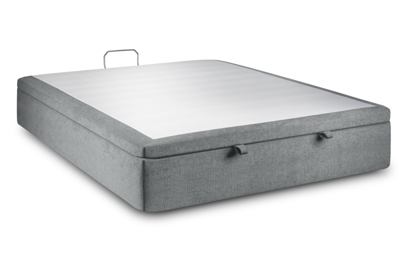 Sommier Coffre 180x200 cm - Toile Nattée - Gris Anthracite