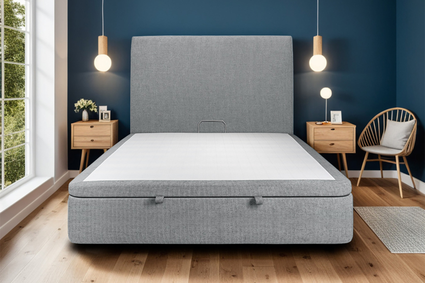 Sommier Coffre 140x200 cm - Toile Nattée - Gris Anthracite