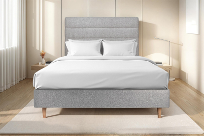 Tête de lit 150 cm Lignes - Tissu Bouclette Gris