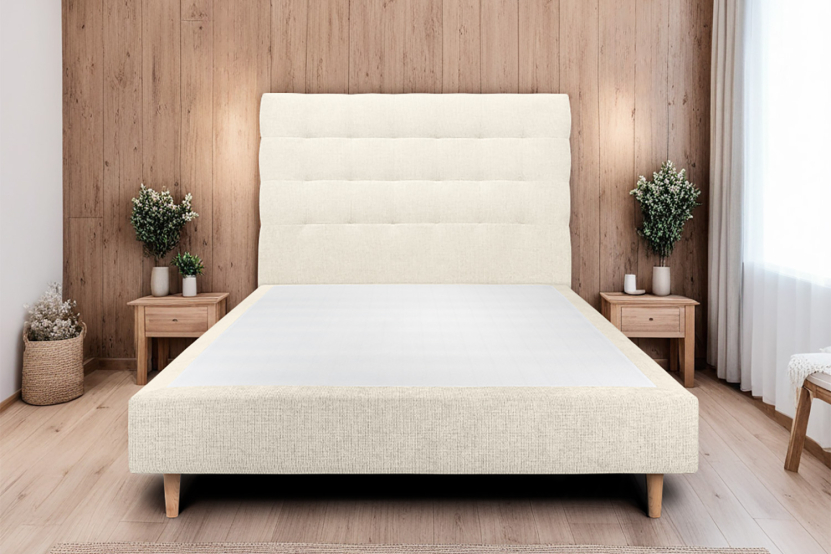 Tête de lit 180 cm Capitonnée - Tissu Toile Natté Beige Clair