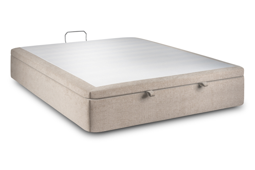 Sommier Coffre 160x200 cm - Toile Nattée - Beige Brun