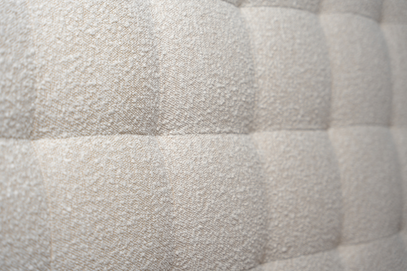 Tête de lit 200 cm Capitonnée - Tissu Bouclette Beige Clair