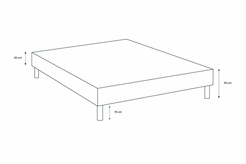 Sommier Tapissier 140x200 cm - H35 cm - Bouclette - Gris