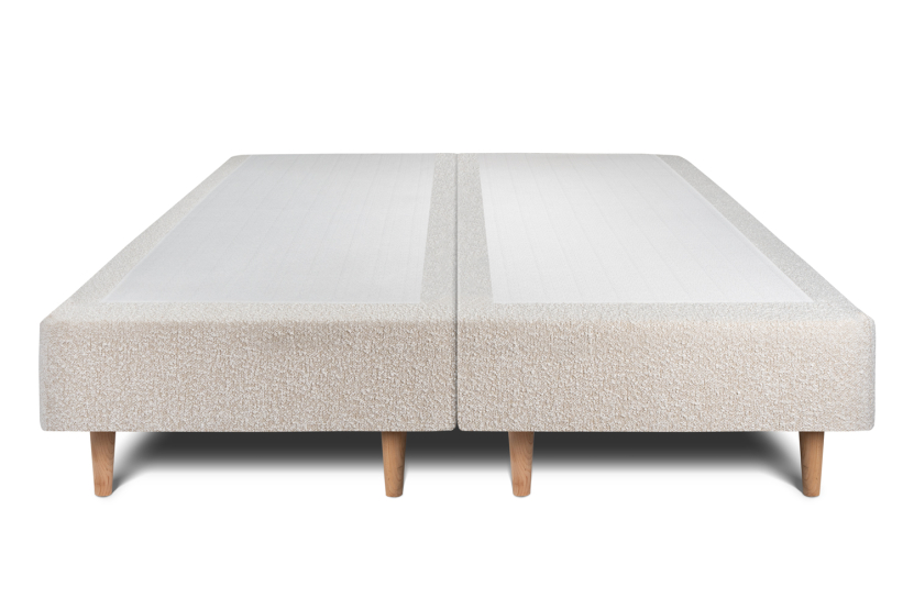Lit 180x200 avec Sommier et Matelas - 2 Sommiers Beige Clair + Tête de lit Capitonnée - Windsor