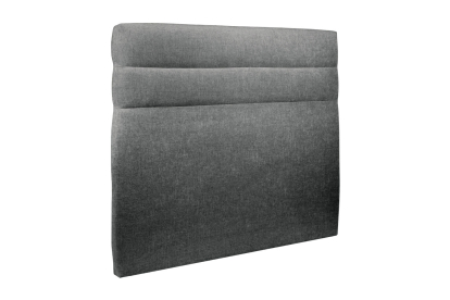 Lit coffre 140x190 cm avec Tête de lit à lignes - Tissu Toile natté Gris Anthracite