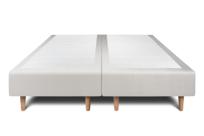 Lit 2x 90x200 cm - Sommier tapissier H35 cm + tête de lit capitonnée - Tissu Velours Gris Clair