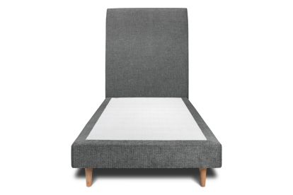 Lit 90x200 cm - Sommier tapissier H29 cm + tête de lit tapissée - Tissu Toile natté Gris Anthracite