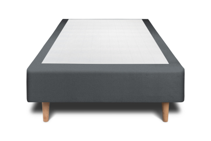 Lit 90x200 cm - Sommier tapissier H35 cm + tête de lit à lignes - Tissu Velours Gris Anthracite
