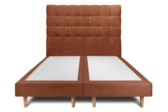 Lit 2x 80x200 cm - Sommier tapissier H29 cm + tête de lit capitonnée - Tissu Bouclette Terracotta