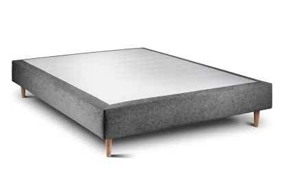 Lit 140x200 cm - Sommier tapissier H35 cm + tête de lit capitonnée - Tissu Toile natté Gris Anthracite