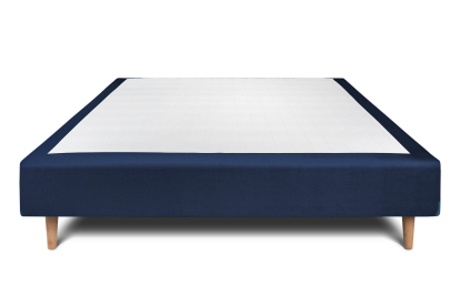 Sommier Tapissier 140x190 cm - H35 cm - Velours - Bleu océan