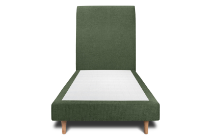 Lit 90x190 cm - Sommier tapissier H29 cm + tête de lit tapissée - Tissu Toile natté Vert Kaki