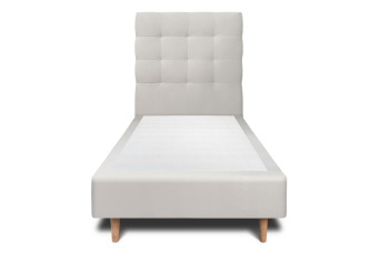 Lit 90x190 cm - Sommier tapissier H35 cm + tête de lit capitonnée - Tissu Velours Gris Clair