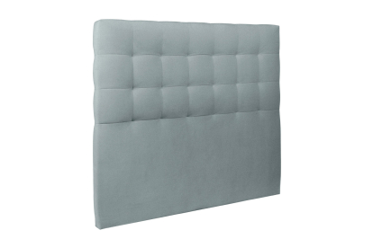 Lit coffre 200x200 cm avec Tête de lit capitonnée - Tissu Velours Gris Bleuté