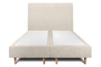 Lit 2x 100x200 cm - Sommier tapissier H35 cm + tête de lit tapissée - Tissu Toile natté Beige Clair